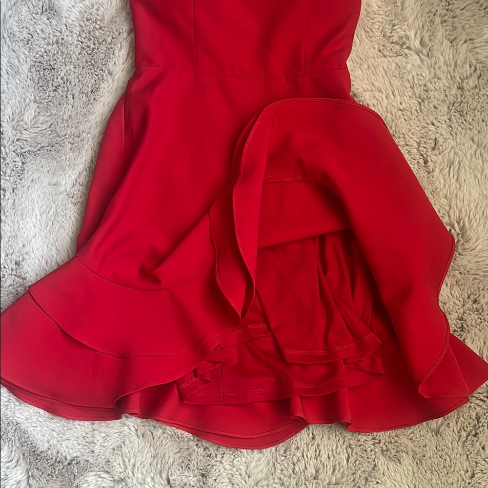 Red Ruffled Spaghetti Strap Mini Sundress - Picture 3 of 7